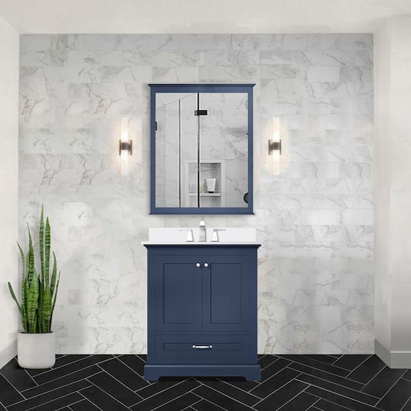 Dukes 30 in. W x 22 in. D Navy Blue Single Bath Vanity with Cultured Marble Top