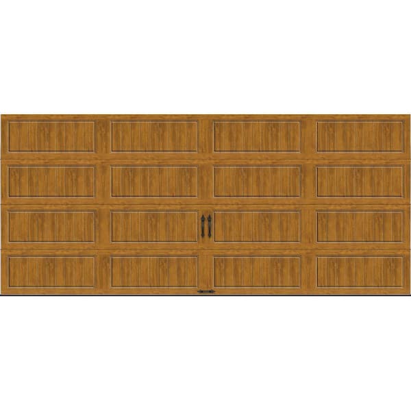 Clopay Gallery Steel Long Panel 16 ft x 7 ft Insulated 6.5 R-Value Wood Look Medium Garage Door without Windows
