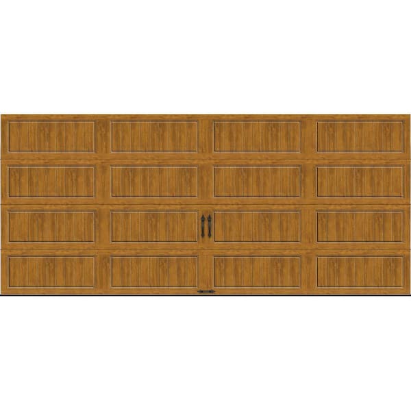 Clopay Gallery Steel Long Panel 16 ft x 7 ft Insulated 18.4 R-Value Wood Look Medium Garage Door without Windows