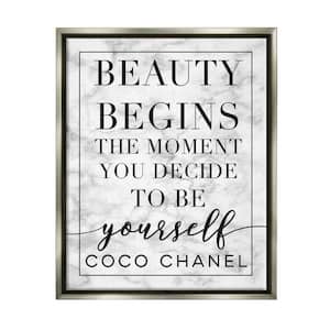 Beauty Begins Once You Decide To Be Yourself by Daphne Polselli Floater Frame Typography Wall Art Print 31 in. x 25 in.