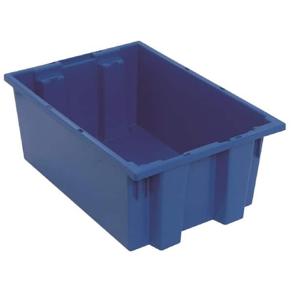 QUANTUM STORAGE SYSTEMS 6 Gal. Genuine Stack and Nest Tote in Blue (Lid Sold Separately) (6-Carton)