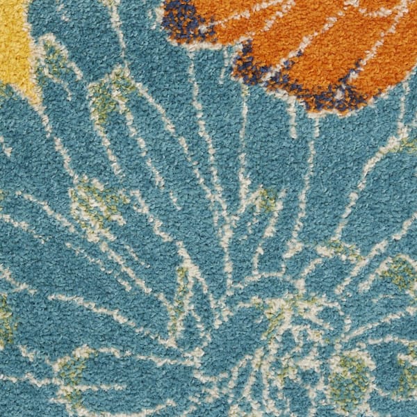 2 ft. x 8 ft. Yellow Floral Washable Area Rug