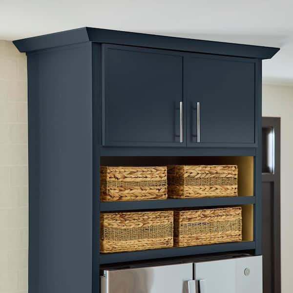 Leyton 33 in. W x 24 in. D x 24 in. H Ready to Assemble Plywood Slim Shaker Wall Bridge Kitchen Cabinet in Ink Blue