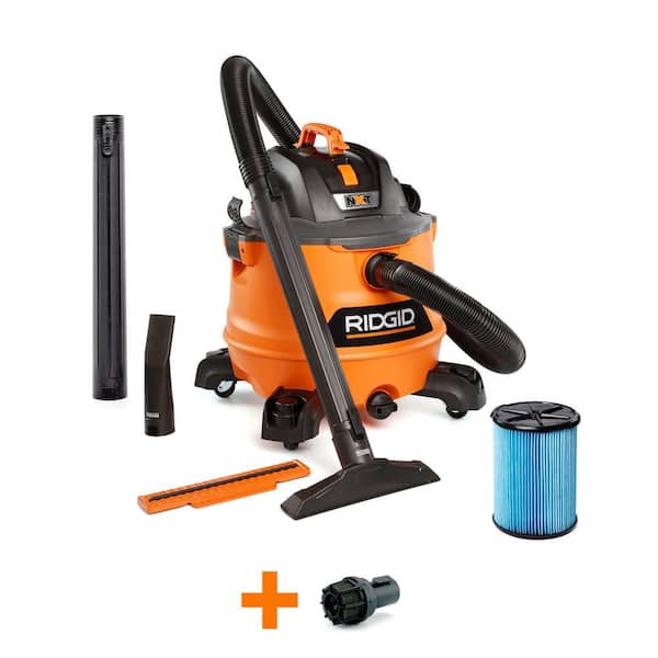 RIDGID 14 Gal. 6.0 Peak HP NXT Shop Vacuum Wet Dry Vac with Fine Dust Filter, Diffuser, Wands, Hose and Accessories HD1400D
