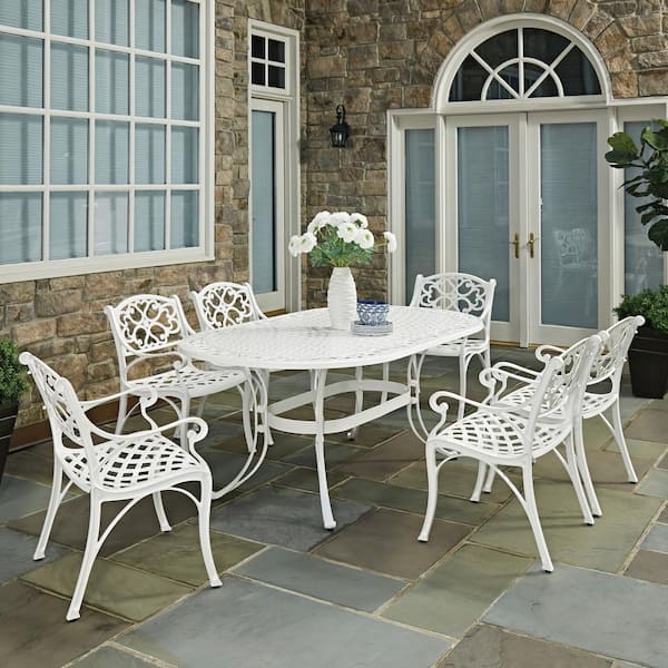 Sanibel White 7-Piece Cast Aluminum Outdoor Dining Set