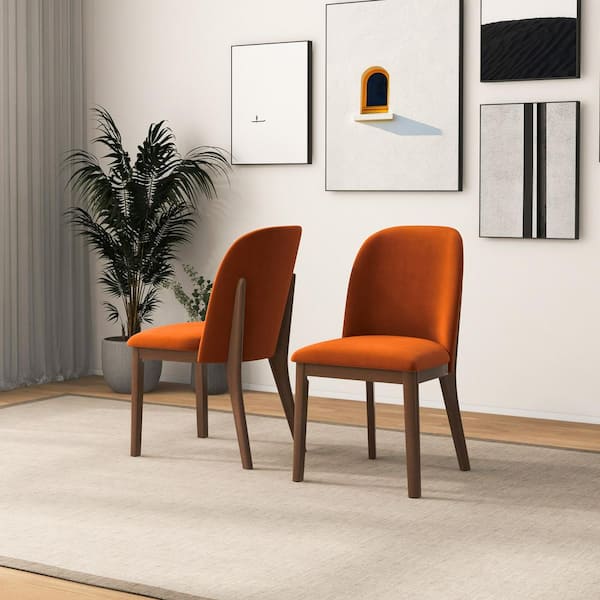 Orange mid discount century dining chairs