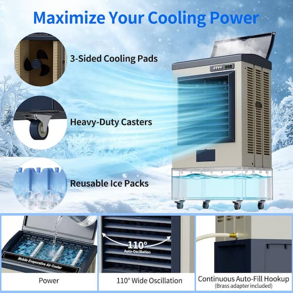 Uthfy 15.8 Gal. 3-Speed Heavy Duty Portable Evaporative Cooler