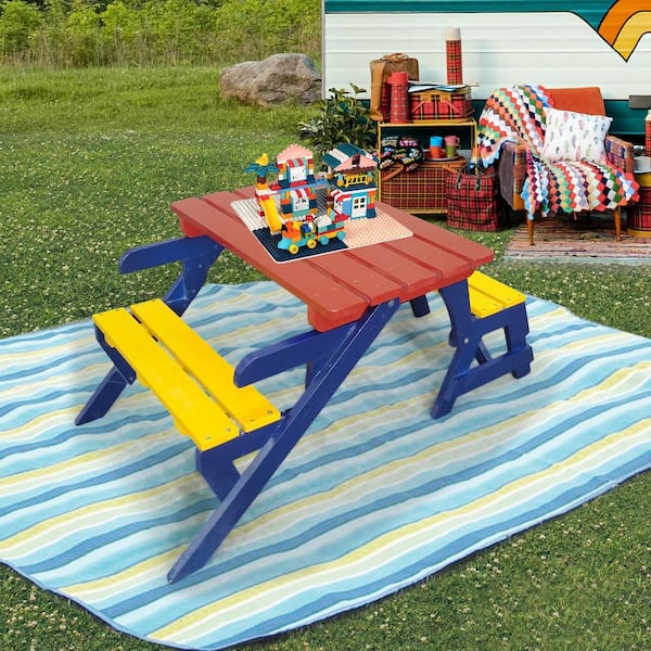 Afoxsos 3-in-1 Kids Outdoor Wooden Picnic Table Kid's Multi