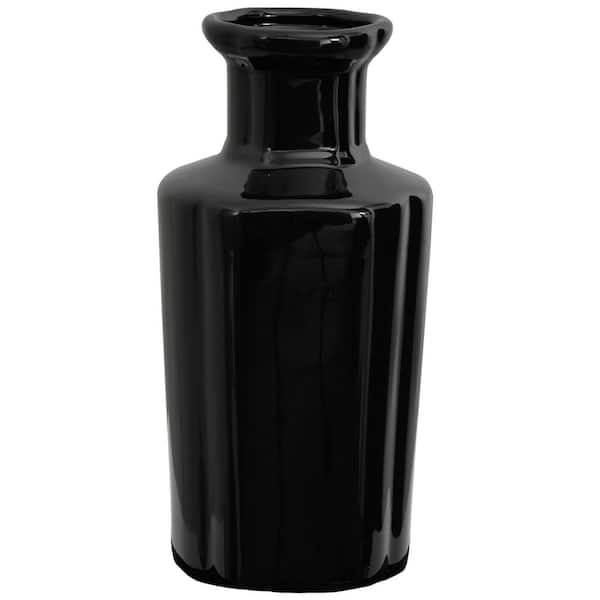 RED LANTERN 12 in. Porcelain Decorative Vase in Black