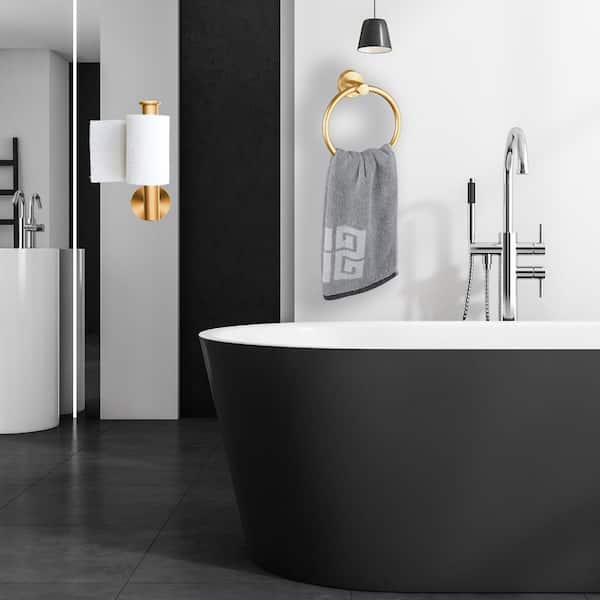 Wall Mounted Screw-in Towel Ring in Brushed Gold, Stainless Steel SUS304, Hand Towel Hanger and Toilet Roll Holder