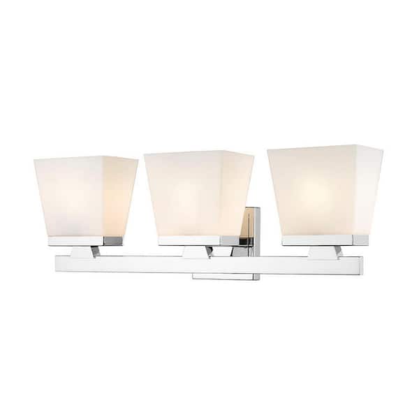 Unbranded Astor 23 in. 3-Light Chrome Vanity Light with Etched Opal Glass Shades