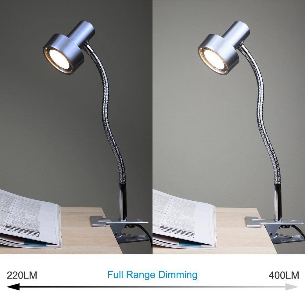 Silver Adjustable Arc Clip-on Lamp with Frosted Glass Shade