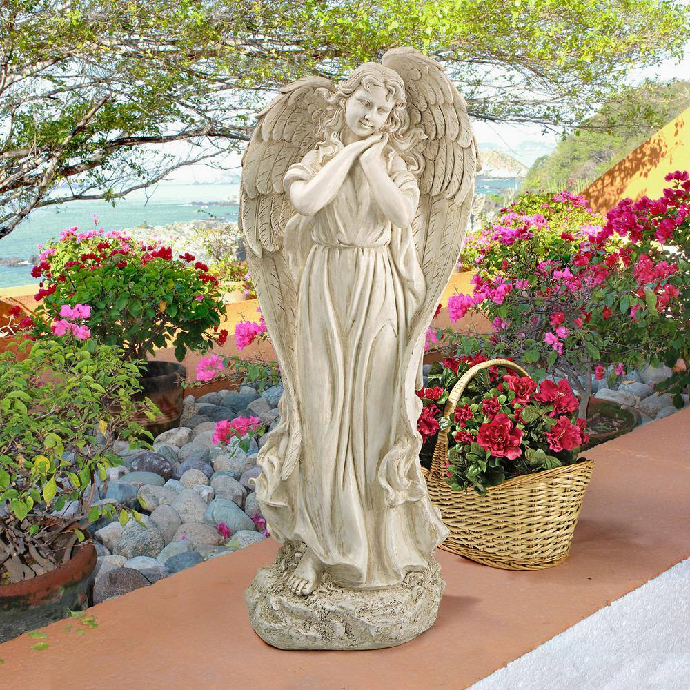 32.5-Inch Antique Stone Finish Angel Garden Statue