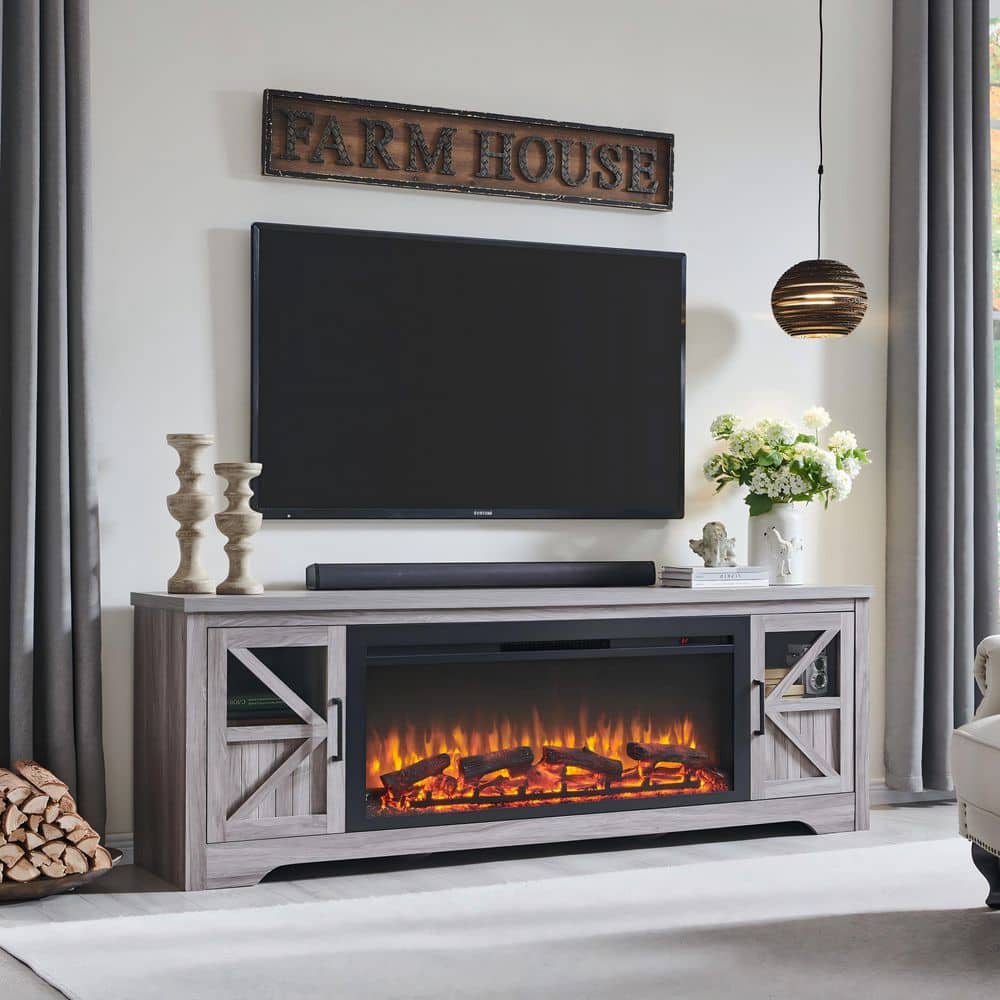 75 in. Freestanding Electric Fireplace TV Stand Fits TV's Up to 80 in. in Gray Wash price history on PriceWatchPro