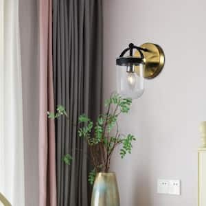Houston 1-Light Black/Gold Dimmable Armed Sconce