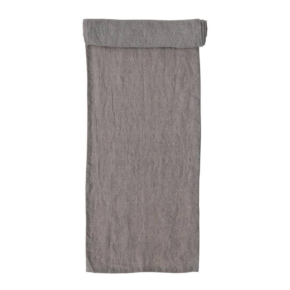 Natural Gray Stonewashed Linen Table Runner, 108 Inches Long