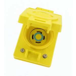 30 Amp 250-Volt 3-Phase Wetguard Flush Mounting Locking Grounding Outlet with Cover, Yellow