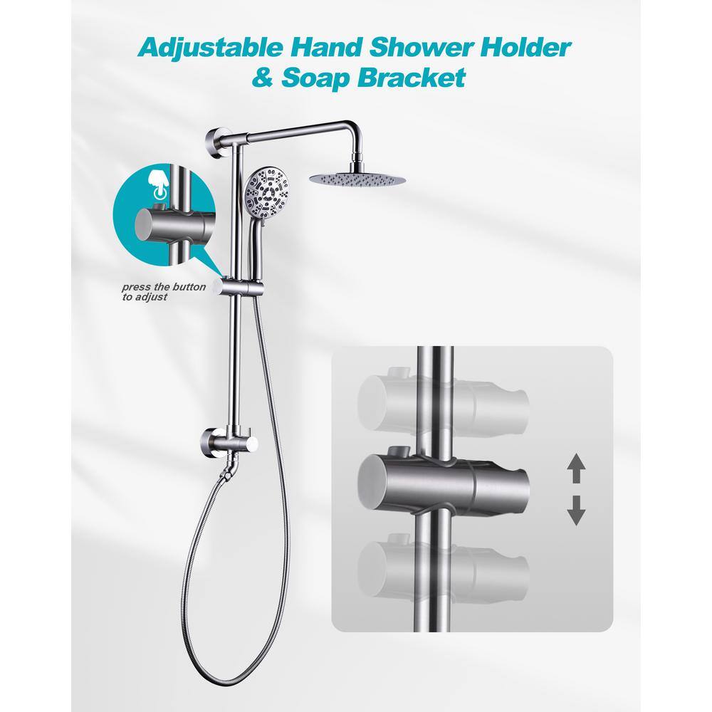 Brushed Nickel Large Wall Mounted Handheld Shower System