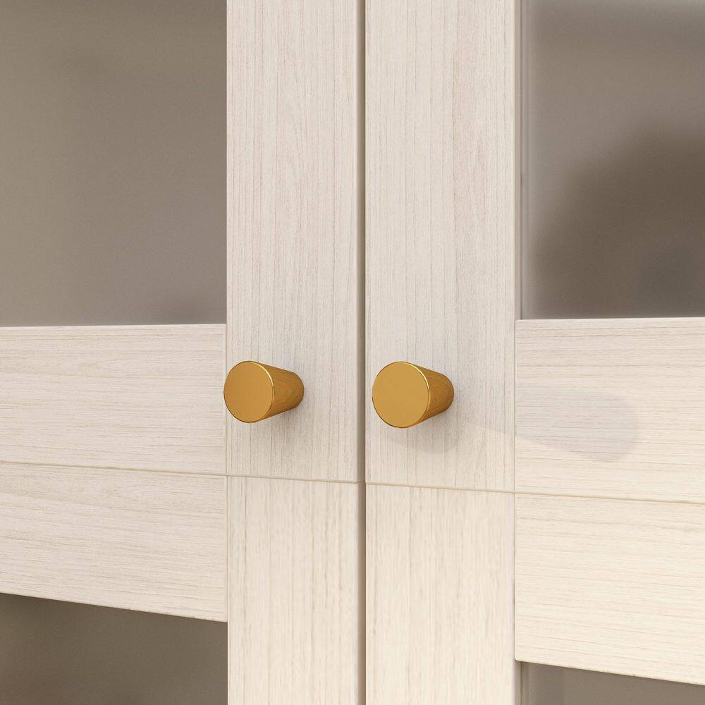 Light Oak Wood 31.5 in. Bedroom Armoire with Frosted Glass Doors and 2-Drawers - thumbnail 5