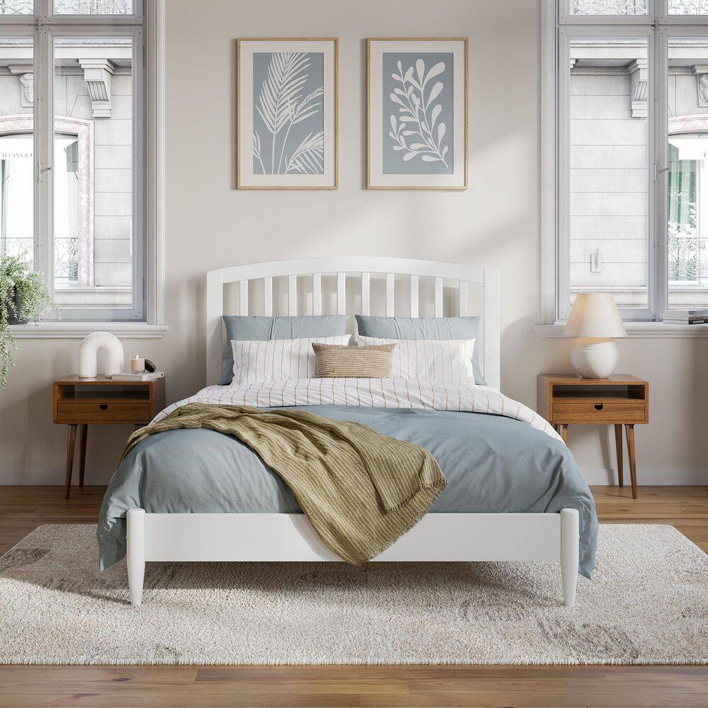 Quincy Full White Solid Wood Low Profile Platform Bed