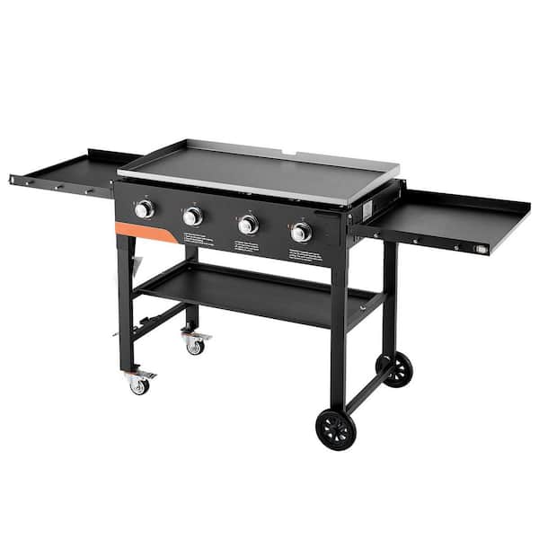 Gas Griddle, 4-Burner Flat Top Grill, 36 in. Grill Plate Foldable Propane Griddle, 60000 BTU Flat Top Grills Black