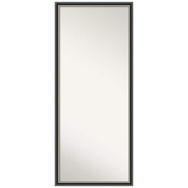Amanti Art Theo Black Silver 26.75 in. W x 62.75 in. H Non-Beveled Modern Rectangle Wood Framed Full Length Floor Leaner Mirror