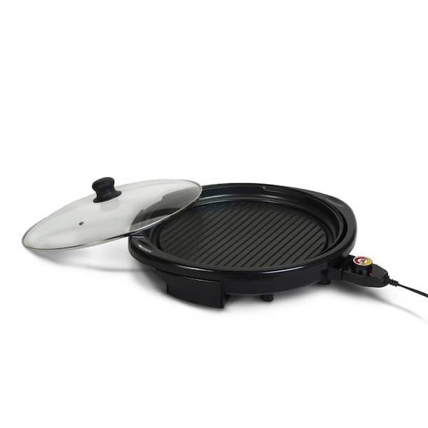 Elite Gourmet Electric Skillet with Glass Lid - Black