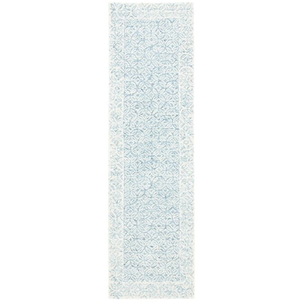 SAFAVIEH Abstract Blue/Ivory 2 ft. x 10 ft. Floral Trellis Runner Rug