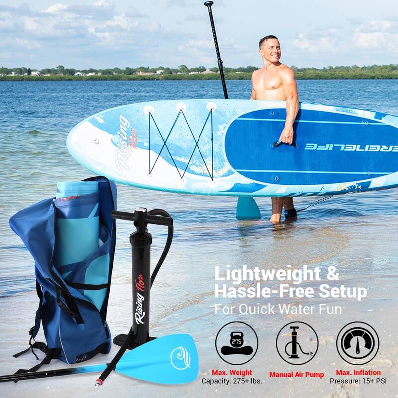 10.5 ft. Blue Rising Flow Paddleboard SUP Stand Up Water Paddle Board with Waterproof Mobile Phone Case