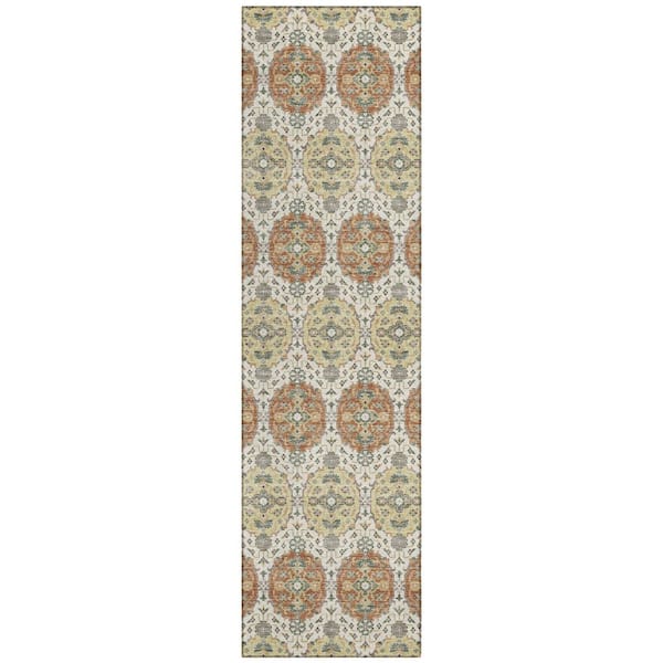 Chantille Machine Washable Indoor/Outdoor Abstract ACN2918 Cream 2 ft. x 7 ft. Runner Rug