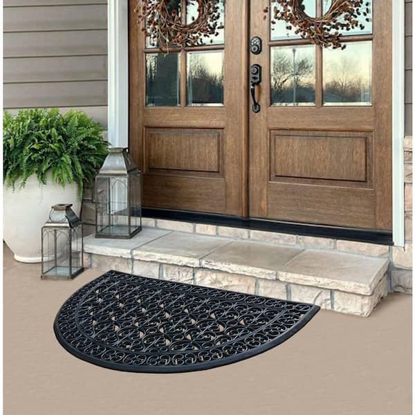 A1HC Black 24 in. x 39 in. and 30 in. x 48 in. Rubber 2 Piece Non-Slip Outdoor Doormat Set