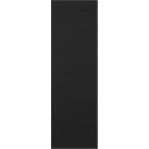 15 in. x 64 in. True Fit PVC Horizontal Slat Modern Style Fixed Mount Board and Batten Shutters Pair in Black