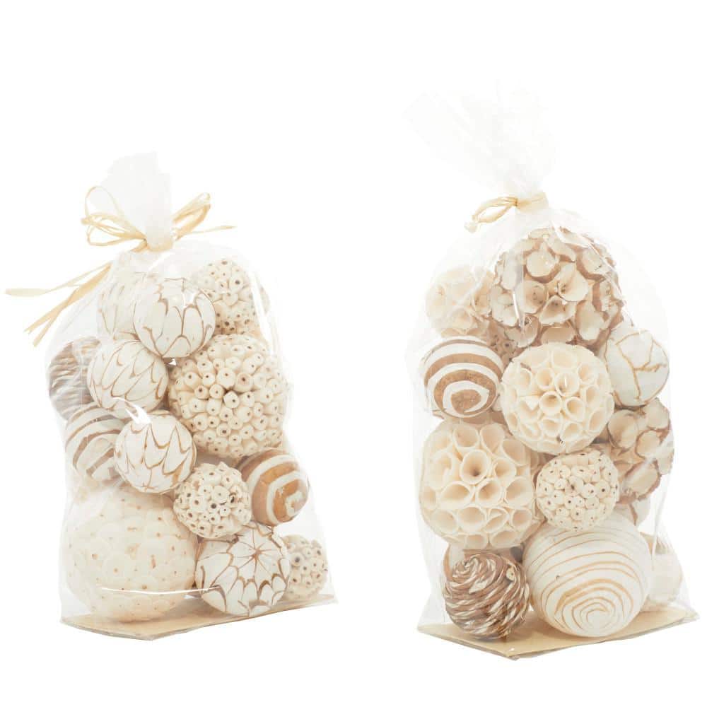 Brown and White Handmade Dried Plant Orbs Vase Filler Set