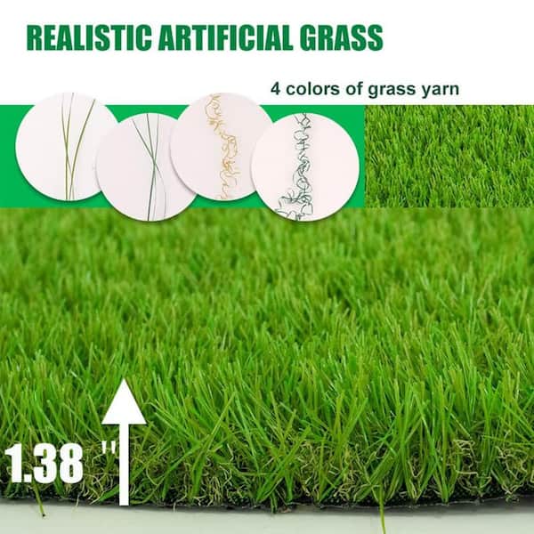 LITA ECO 1.38 Pile Height 6 ft. x 8 ft. Green Artificial Grass Turf