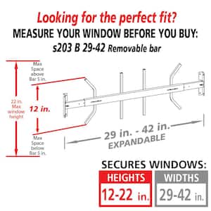 Removable 29 in. to 42 in. Adjustable Width 1-Bar Window Guard, White