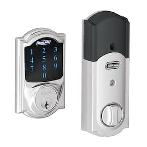 Camelot Bright Chrome Electronic Connect Smart Deadbolt with Alarm - Z-Wave Plus Enabled
