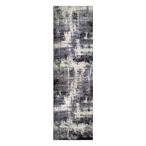Leick Home Allerick Vintage Monochromatic Gray Faded 2 ft. x 6 ft. Abstract Polypropylene Runner Rug