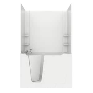 Rampart 5 ft. Walk-in Non-Whirlpool Bathtub with Easy Up Adhesive Wall Surround in White