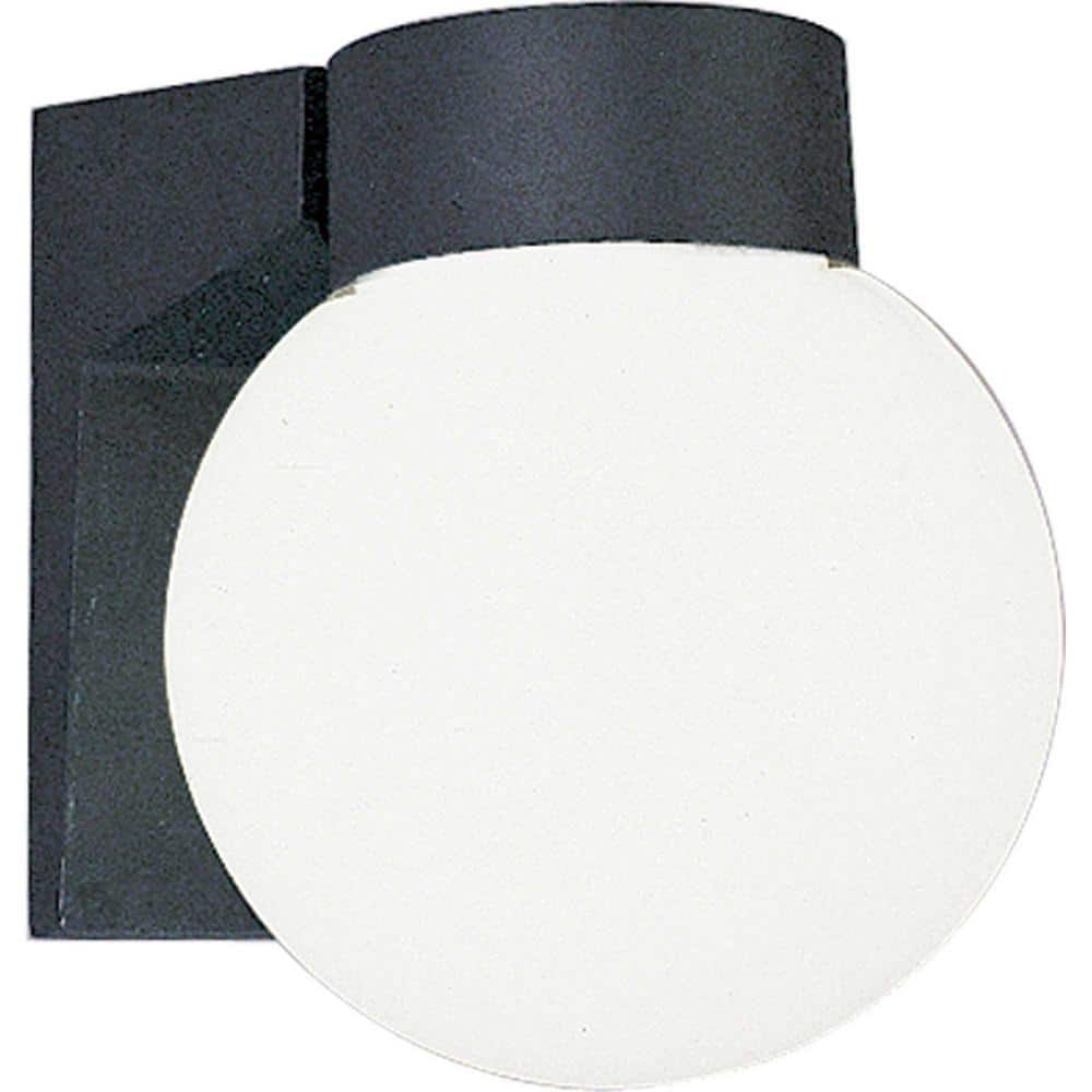 Black Hardwired Indoor or Outdoor Wall Lantern Sconce with Opal Glass Globe price history on PriceWatchPro