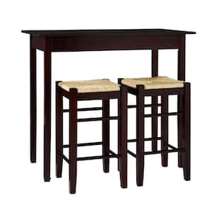 Claude 3-Piece Rectangular Wood Top Espresso Counter-Height Bar Table Set