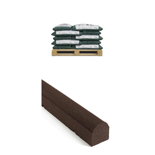 37.5 cu. ft. Green Rubber Mulch (25-Bags) and 92 in. x 6 in. x 4 in. Brown Rubber Landscape Timber Edging (9-Pack) Combo