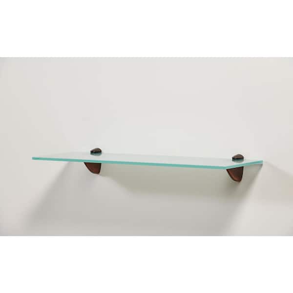 Capri 24 in. W x 8 in. D Frosted Glass with Pelican Brackets Decorative Wall Shelf