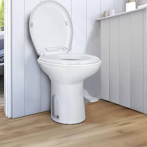 RV Toilet with Porcelain Bowl, Plastic Toilet Body, Pedal Flush, Gravity Flush with Hand Sprayer for Motorhome