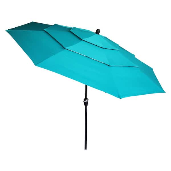 Kadehome 10 ft. Aluminum Pole Market Outdoor Patio Umbrella in Turquoise with Double Air Vent