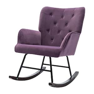 Purple Modern Velvet Upholstery Comfortable Rocking Chair with Arms