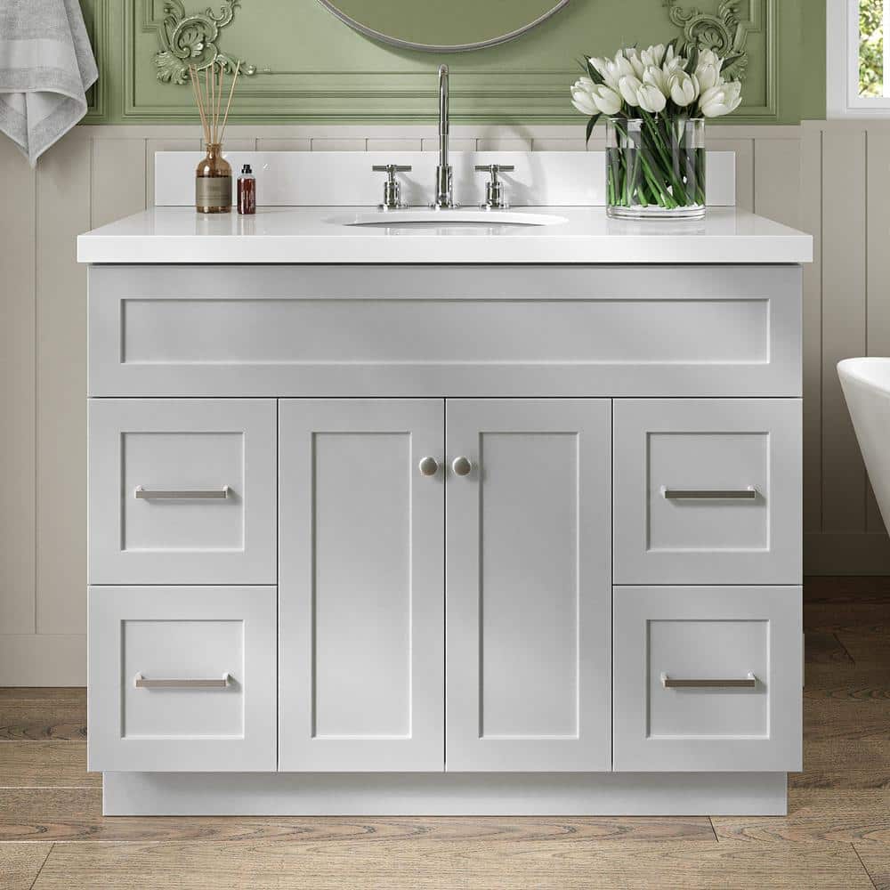 Hamlet 42 in. Single Sink Freestanding Bathroom Vanity in Gray with Pure White Quartz Top price history on PriceWatchPro