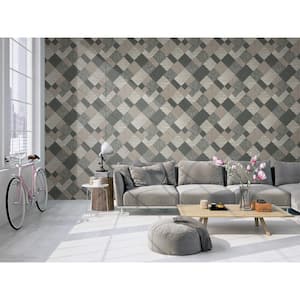 Geometric Icons Black & Grey Paper Non-Pasted Strippable Wallpaper Roll (Cover 56.05 sq. ft.)