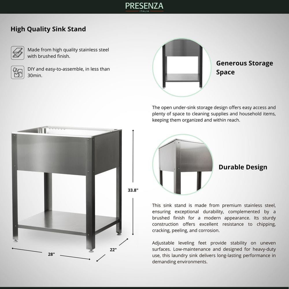 24.1" Stainless Steel Freestanding Laundry Sink with Faucet