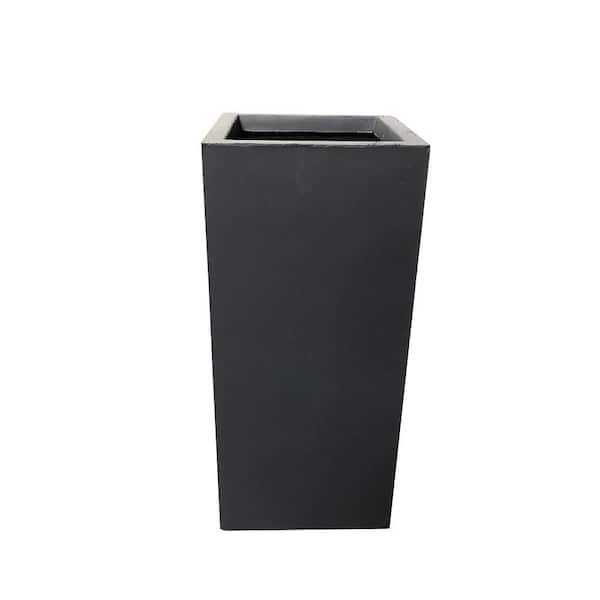 27.6"H Charcoal Tall Rectangular Concrete Planter with Drainage Plug for Garden Patio