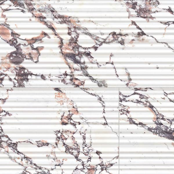 Merola Tile Touche Pleated Deco Rubis 12 in. x 24 in. Porcelain Floor and Wall Tile (11.58 sq. ft. /Case)